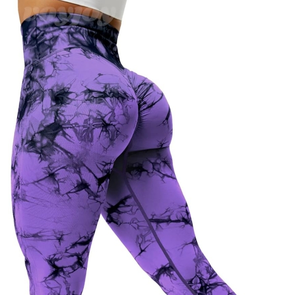 NWOT Tie Dye Seamless High Waisted Scrunch Bum Contour Leggings - Picture 1 of 9